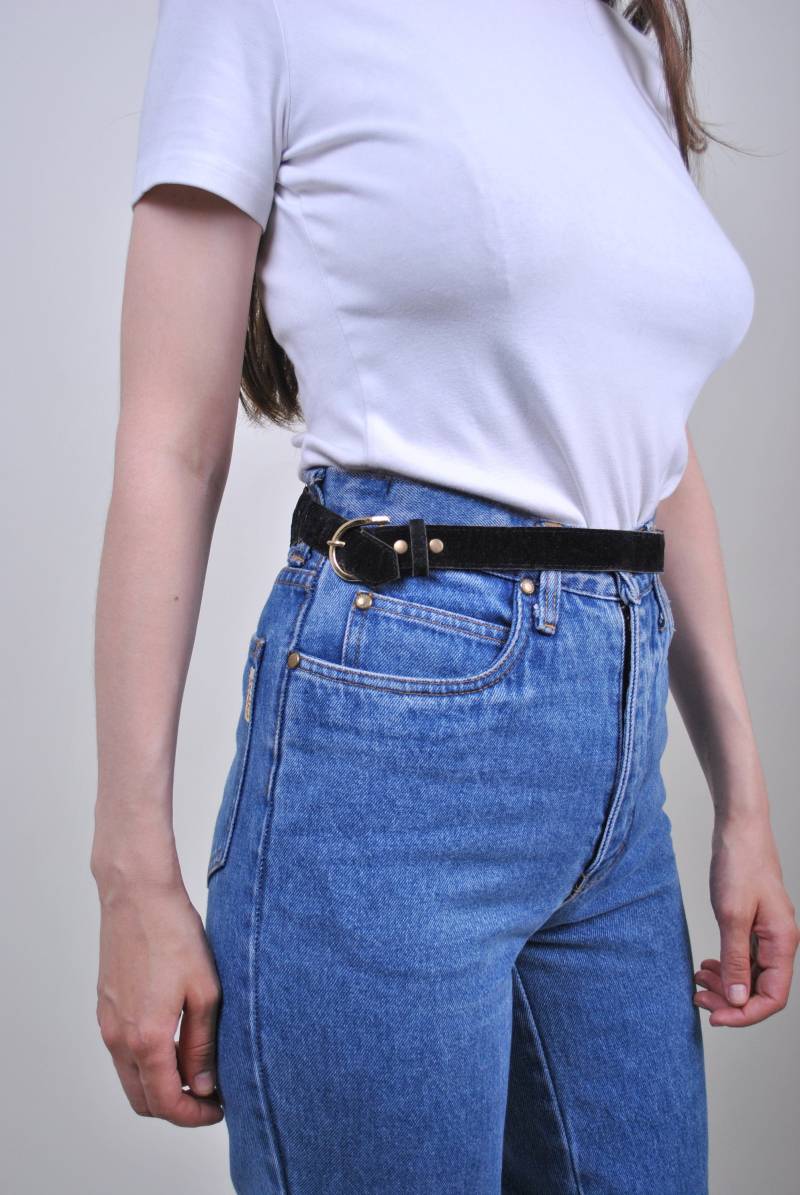 Vintage Abend Samt Gürtel Mit Gold Farbe Kette Und Leder von TarasCommon