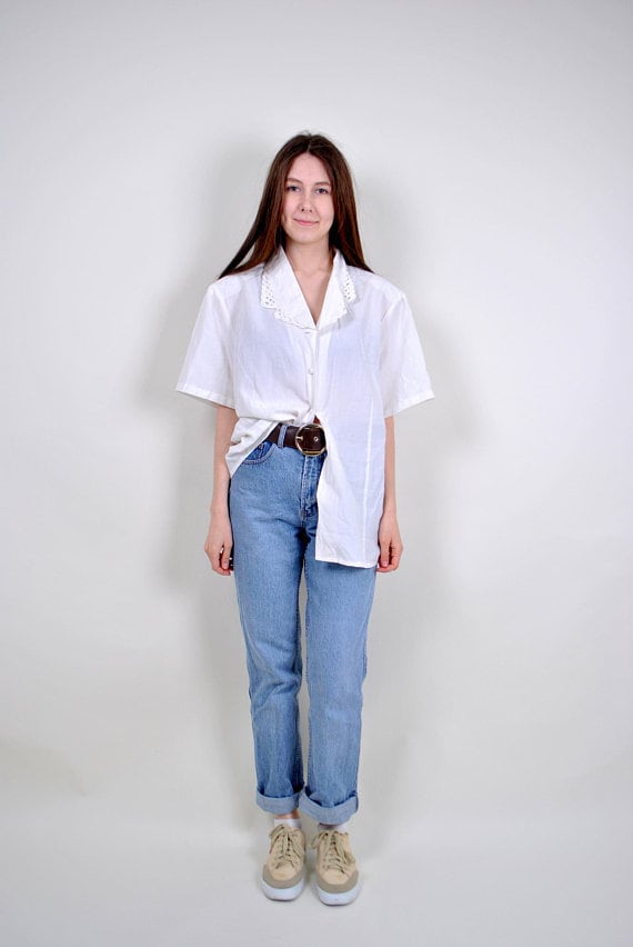 Vintage Weiße Bluse Großhandel Großeinkaufen von TarasCommon