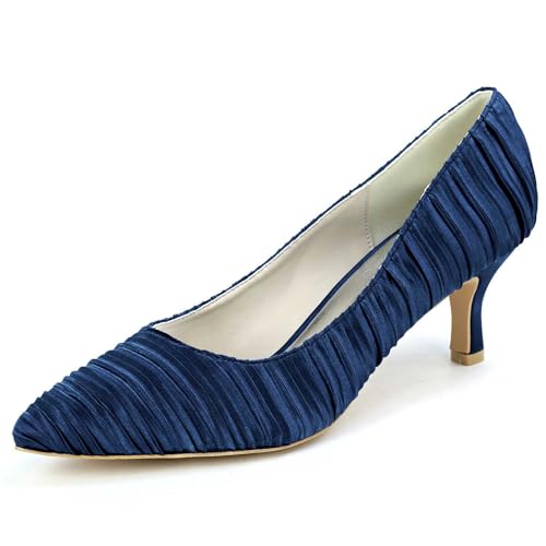 Damen Hochzeits Pumps mit geschlossenem Zehenbereich Stiletto Stil Sexy Spitze Zehen Brautkleid Schuhe von TarfiC