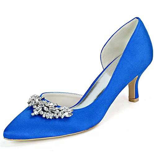 Damen Pumps mit geschlossener Zehenpartie und Strasssteinen für Hochzeiten niedriger Absatz Kitten Heels Pumps mit Spitzen Zehen hochhackigen von TarfiC