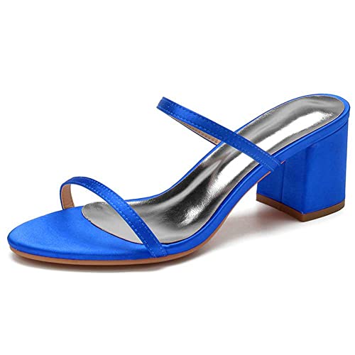 Damen Sandalen aus Satin niedriger Blockabsatz Pumps Peep Toe klassische Slip on Pumpschuhe für Büro, Arbeit, Hochzeitskleid von TarfiC