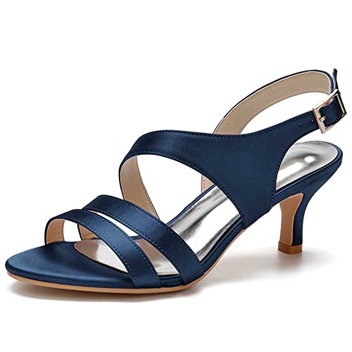 Damen Sandalen mit Absatz Round Zehenbereich, Knöchelriemen, 6 cm, Kätzchenabsätze, Zehen, Hochzeit Braut, Party, Pumps, Schuhe von TarfiC