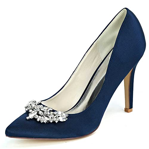 Hochzeitsschuhe für die Braut Damen Stiletto Absatz Damen Satin hoher Absatz Hochzeit Brautjungfer Pumps Schuhe Kleid von TarfiC