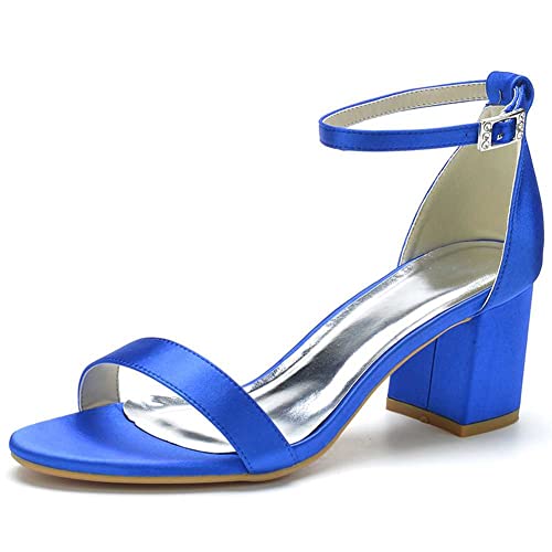 TarfiC Absätze für Damen klobige Absätze offene Zehen High Heels modisch für Hochzeit Party Abend Tanz Schnalle Kleid Pump Sandalen Schuhe von TarfiC