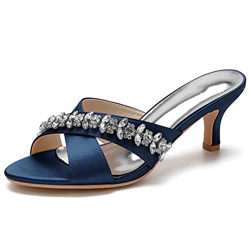 TarfiC Damen High Heel Sandalen 6 CM/2,36 Zoll Sandaletten mit Niedrigem Absatz Elegant Diamant Offen Zehen Sandale für Party Prom Hochzeit von TarfiC