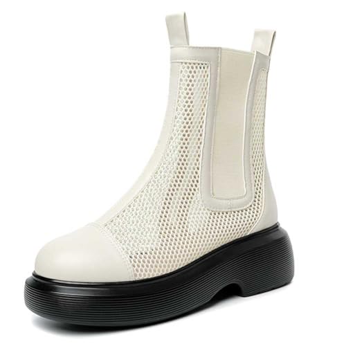 TarfiC Damen Ledernetz hohl-out-Peep-Toe-Sandalen und Martenstiefel-Sommer dünne, atmungsaktive kurze Knöchelstiefel, Frauenstiefel von TarfiC