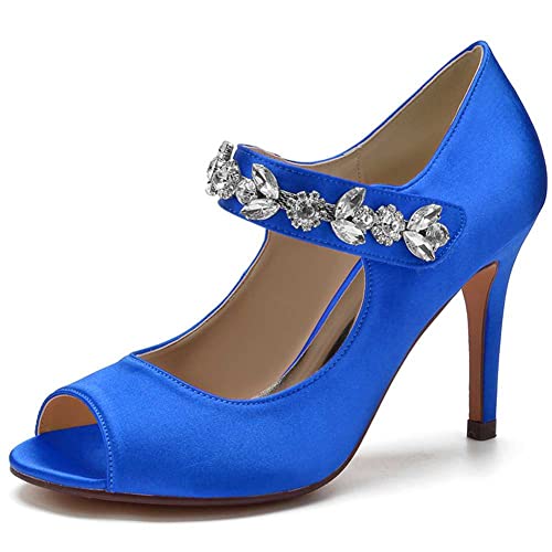 TarfiC Sandalen für Damen elegante Strass Brautschuhe Satin Abendparty Abschlussball Kleid Schuhe Pumps von TarfiC