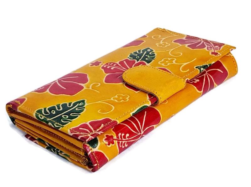 Handbemaltes Leder Portemonnaie Iphone Clutch Mit Blumenmuster von TariniBags