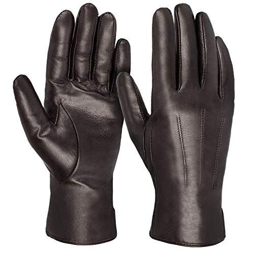 Tarjane Handschuhe für Damen Lederhandschuhe Winterhandschuhe mit Kaschmirfutter - Dunkelbraun - 5.5 von Tarjane