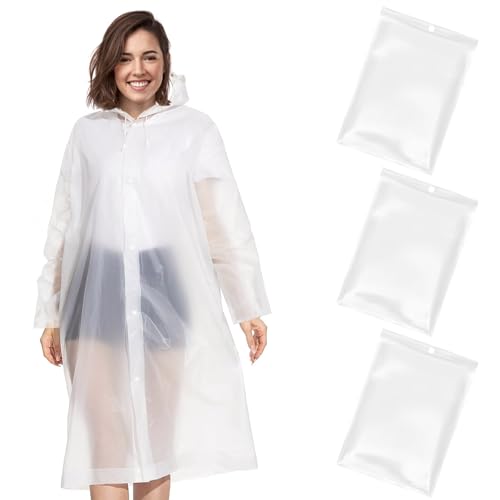 Tarocat 3 Stück Regenponcho, Regencape Wiederverwendbar, Regenmantel Herren Damen Wasserdicht, Regenmantel mit Kaputze Wasserdicht Transparent Regen Poncho für Wandern Radfahren Camping und Reisen von Tarocat