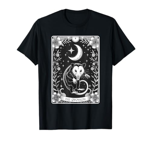 Opossum Tarotkartenhemd für Damen und Herren 90er Opossum Liebhaber T-Shirt von Tarot Critters: Funny Opossum Meme Tarot Card