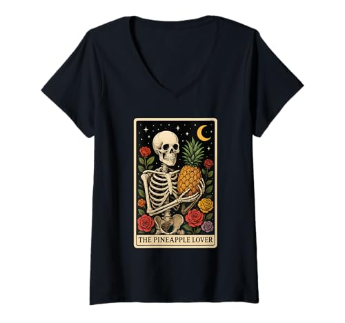 Damen Ananas-Tarot T-Shirt mit V-Ausschnitt Damen Ananas-Tarot T-Shirt mit V-Ausschnitt von Tarot Fruit Vegetable Design