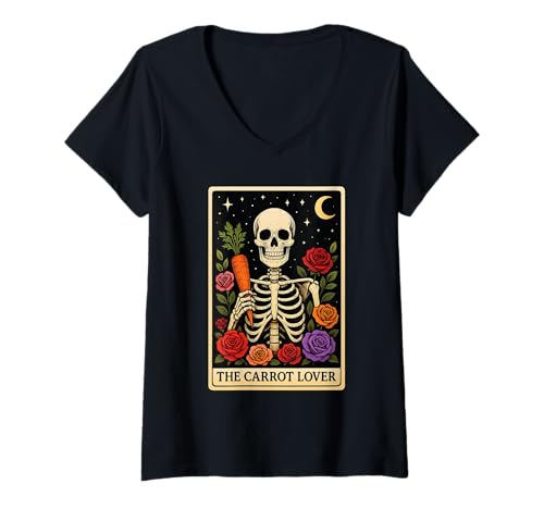 Damen Karotten-Tarot T-Shirt mit V-Ausschnitt Damen Karotten-Tarot T-Shirt mit V-Ausschnitt von Tarot Fruit Vegetable Design