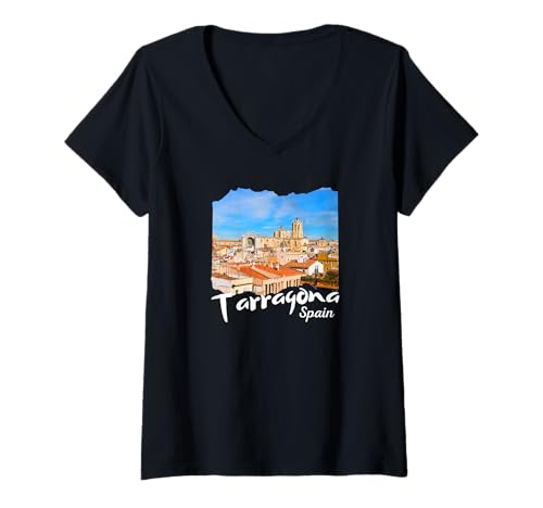 Damen Tarragona Souvenir Spanien/Tarragona T-Shirt mit V-Ausschnitt Damen Tarragona Souvenir Spanien/Tarragona T-Shirt mit V-Ausschnitt von Tarragona Spanien Souvenir Store