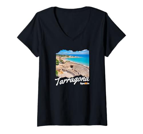 Damen Tarragona Souvenir Spanien / Tarragona T-Shirt mit V-Ausschnitt Damen Tarragona Souvenir Spanien / Tarragona T-Shirt mit V-Ausschnitt von Tarragona Spanien Souvenir Store