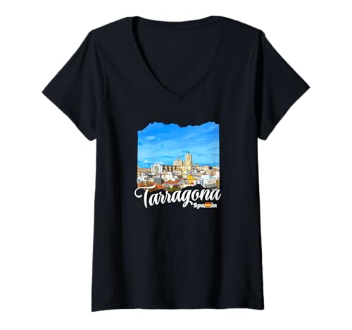 Damen Tarragona Souvenir Spanien / Tarragona T-Shirt mit V-Ausschnitt Damen Tarragona Souvenir Spanien / Tarragona T-Shirt mit V-Ausschnitt von Tarragona Spanien Souvenir Store
