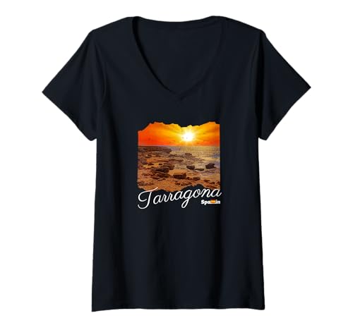Damen Tarragona Souvenir Spanien / Tarragona T-Shirt mit V-Ausschnitt Damen Tarragona Souvenir Spanien / Tarragona T-Shirt mit V-Ausschnitt von Tarragona Spanien Souvenir Store