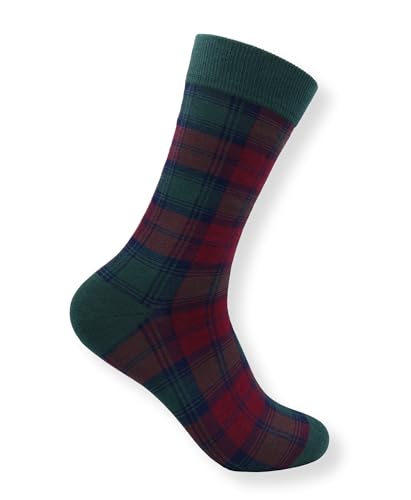Lindsay Crew-Socken mit Schottenmuster, Rot und Grün, schottisches Karomuster, weiche gekämmte Baumwolle, Größe 44-46 Lindsay Crew-Socken mit Schottenmuster, Rot und Grün, schottisches Karomuster, weiche gekämmte Baumwolle, Größe 44-46 von Tartan Studio