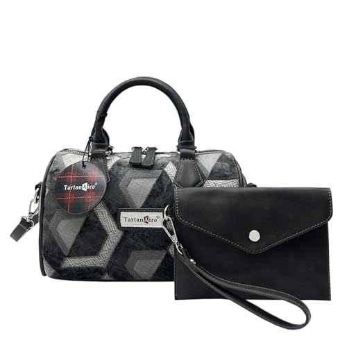 TartanAire Crossbody-Taschen für Damen, schottischer Stil, Tragegriff oben mit Ledergeldbörse, grau dunkel, 9.4*5.1*6.1 inches TartanAire Crossbody-Taschen für Damen, schottischer Stil, Tragegriff oben mit Ledergeldbörse, grau dunkel, 9.4*5.1*6.1 inches von TartanAire