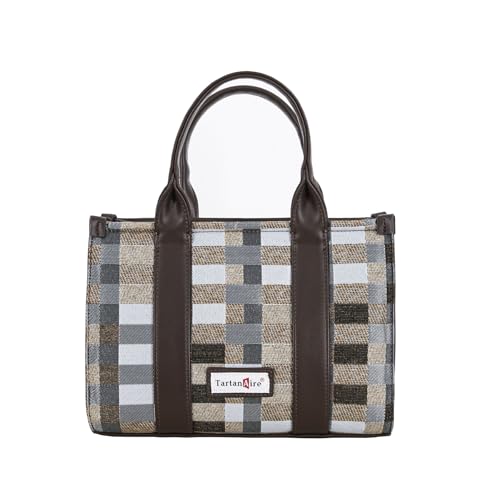 TartanAire Handtasche Damen Große Umhängetasche mit Reißverschluss, Schmutz- und wasserabweisend Tragetasche,Braun Weiß TartanAire Handtasche Damen Große Umhängetasche mit Reißverschluss, Schmutz- und wasserabweisend Tragetasche,Braun Weiß von TartanAire