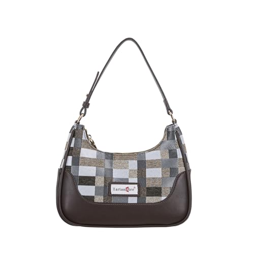 TartanAire Handtasche Damen Schmutz- und wasserabweisend Umhängetasche, Schultertasche Damen für Partys und Einkäufe, Braun Weiß TartanAire Handtasche Damen Schmutz- und wasserabweisend Umhängetasche, Schultertasche Damen für Partys und Einkäufe, Braun Weiß von TartanAire