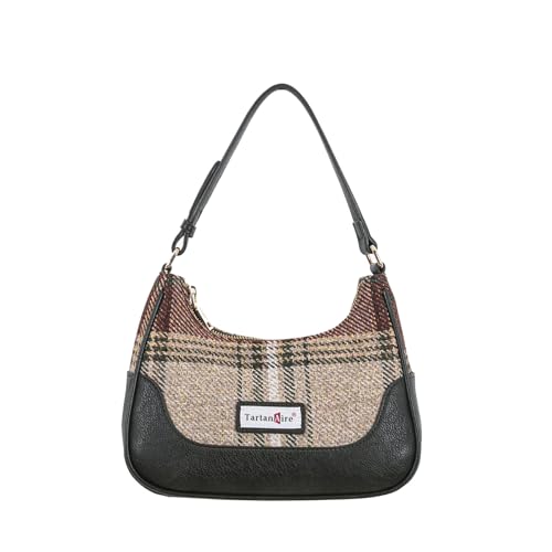 TartanAire Handtasche Damen Schmutz- und wasserabweisend Umhängetasche, Schultertasche Damen für Partys und Einkäufe, Khaki und Rot von TartanAire