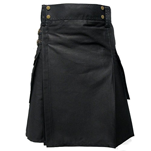 Tartanista - Herren Taktischer Cargo-Kilt mit Taschen - Schwarz - 81 cm Taillenweite; 58,5 cm Länge (Herstellergröße: 32) von Tartanista