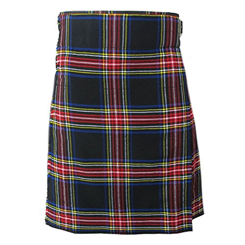 Tartanista - Herren Kilts mit 61 cm (24“) Länge - hochwertig - Stewart Schwarz - Taille (Nabelhöhe): 81,3cm (32“)/Länge: 61cm (24“) von Tartanista