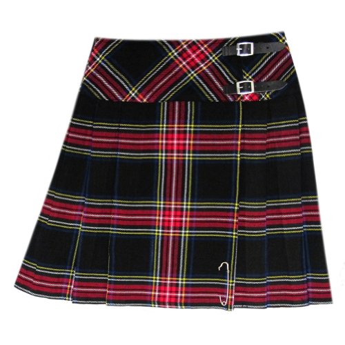 Tartanista Damen 51 cm Lange Kilt-Rock mit Kiltnadel Stewart Schwarz 34 (Waist 28 inches) von Tartanista