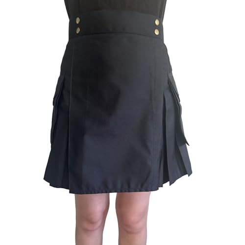 Tartanista - Damen Cargo-Kilt aus Baumwolle - 51 cm (20“) - Einfarbig Schwarz - 40 von Tartanista