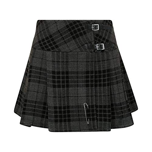 Tartanista Damen Mini-Kilt-Rock 42 cm (16,5") Länge Granitgrau 46 von Tartanista