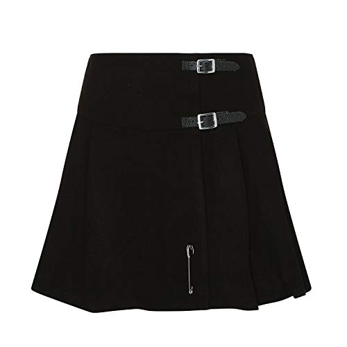 Tartanista Damen Mini-Kilt-Rock 42 cm (16,5") Länge Einfarbig Schwarz 36 von Tartanista