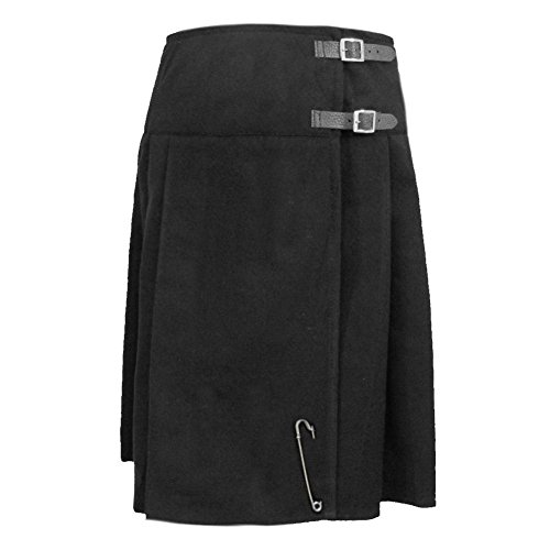 Tartanista - Damen Wickel-Kilt - lang - 58 cm (23“) - Einfarbig Schwarz - 46 von Tartanista