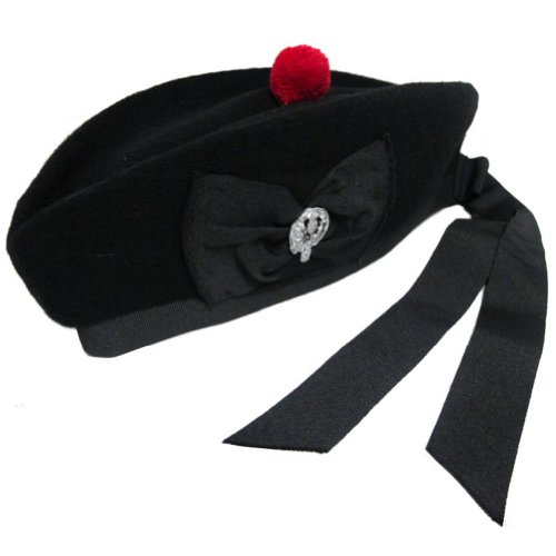 Tartanista - Herren Glengarry-Mütze - traditionell schottisch - Schwarz mit Distel - 56 cm von Tartanista