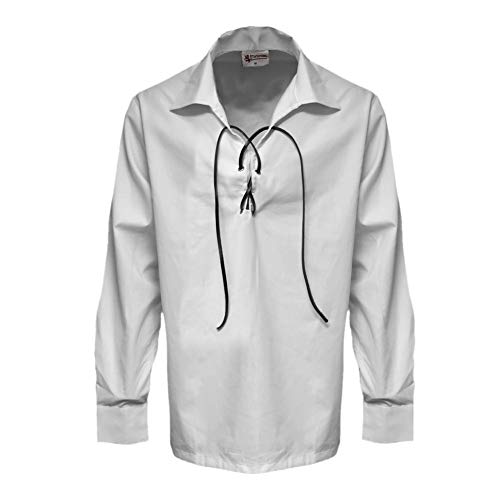 Tartanista - Herren Jakobiter-/Ghillie-Hemd - Weiß - L von Tartanista