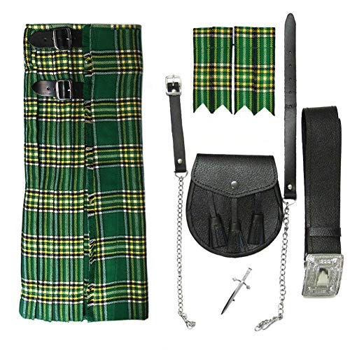 Tartanista - Herren Kilt-Set - 5-teilig - Irish National - Taille (Nabelhöhe): 76,2cm (30“)/Länge: 61cm (24“) von Tartanista