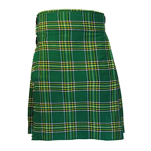 Tartanista - Herren Kilt - irisch - 4,6 m (5 Yard) Stoff - 283 g (10 oz) Stoffgewicht - Irish National - Taille (Nabelhöhe) 116,8cm (46“), Länge 61cm (24“) von Tartanista