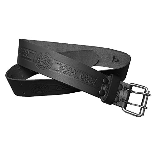 Tartanista - Herren Kiltgürtel - glatt oder geprägt - Schwarz - Geprägt - mit Endlosknoten - M - 69-91 cm von Tartanista