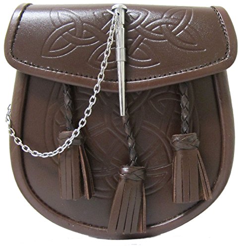 Tartanista - Herren Semi-Dress-Sporran für Kilts - Braun - mit keltischen Motiven & Nadelverschluss Tartanista - Herren Semi-Dress-Sporran für Kilts - Braun - mit keltischen Motiven & Nadelverschluss von Tartanista