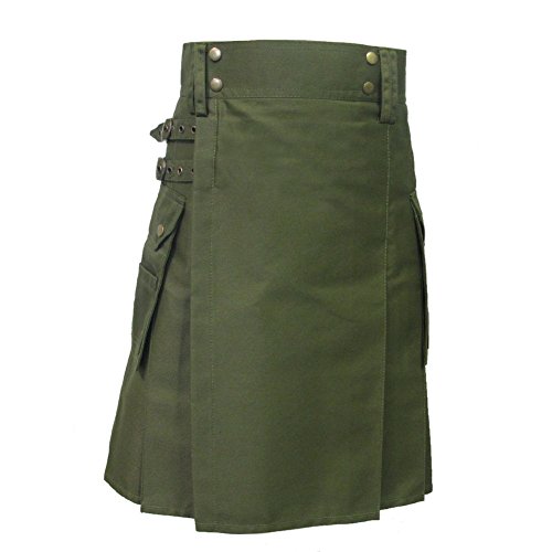 Tartanista - Herren Taktischer Cargo-Kilt mit Taschen - Olivgrün - 111 cm Taillenweite; 58,5 cm Länge Tartanista - Herren Taktischer Cargo-Kilt mit Taschen - Olivgrün - 111 cm Taillenweite; 58,5 cm Länge von Tartanista