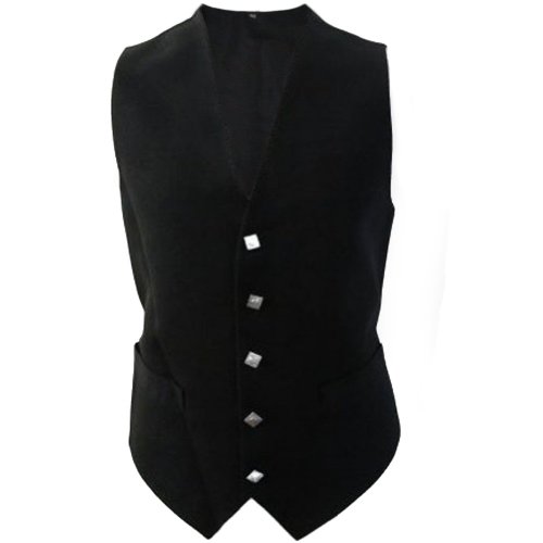 Tartanista - Herren Weste mit Tartanmuster - irischer Stil - Einfarbig Schwarz - Brust: 122 cm von Tartanista