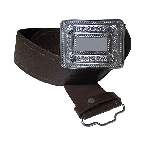 Tartanista Mens Grained Leather Kilt Belt with Buckle Brown Celtic 2XL von Tartanista