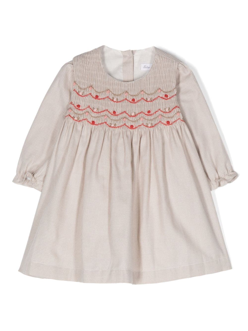 Tartine Et Chocolat Kariertes Minikleid mit Rosenstickerei - Nude von Tartine Et Chocolat