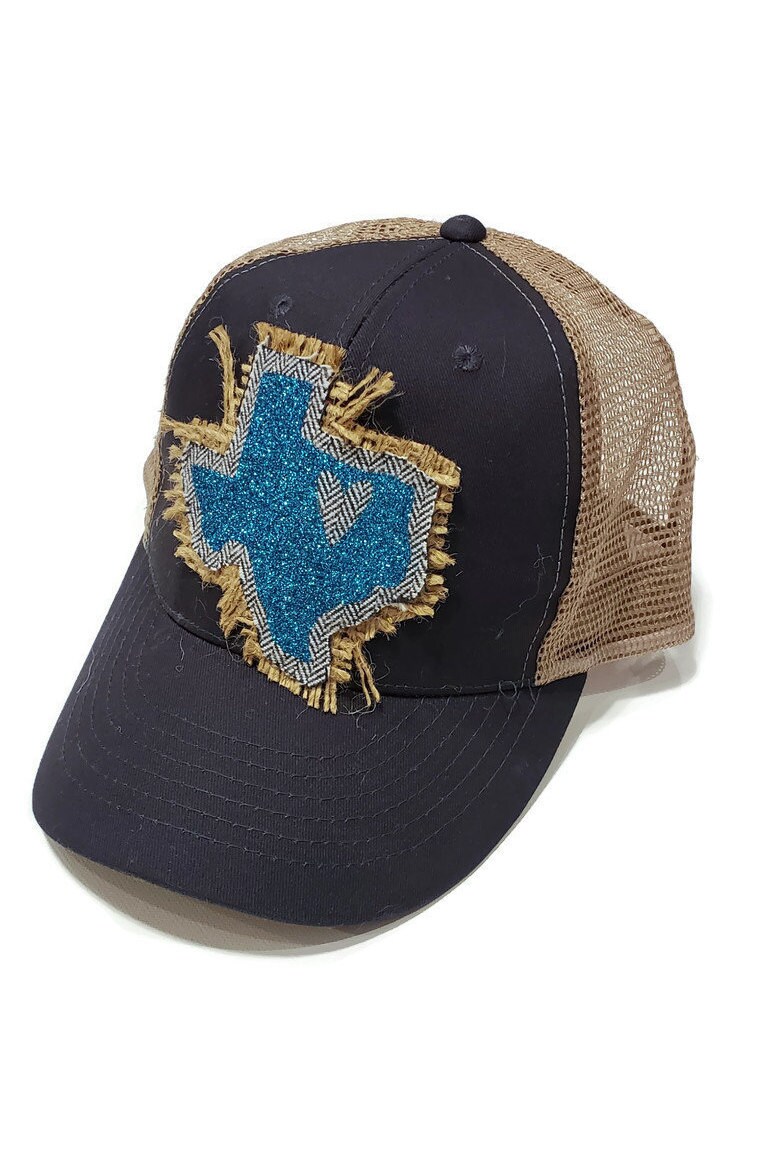 Navy Blau Und Türkis Glitter Texas Trucker Mütze Navy Blau Und Türkis Glitter Texas Trucker Mütze von TaruCreative