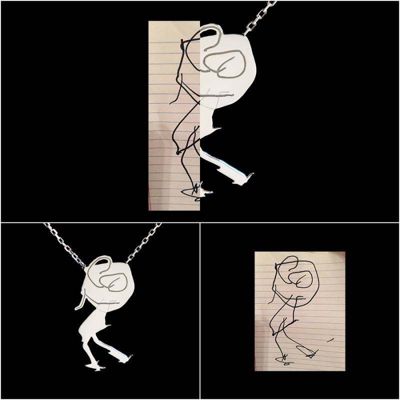 Einzigartiger Personalisierter Schmuck, Maßgeschneiderte Sterlingsilber-Halsketten Aus Den Zeichnungen Ihrer Kinder, Perfektes Geschenk von TasarimTakarim