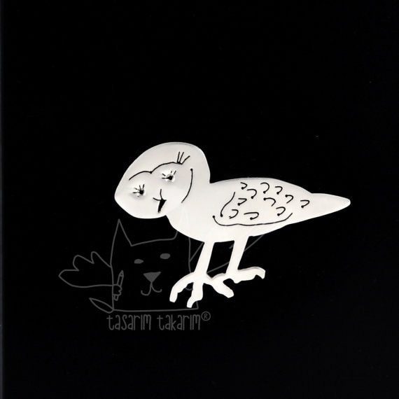 Medium Size Personalisierte Maßgeschneiderte Sterling Silber Broschen Aus Den Zeichnungen Ihrer Kinder von TasarimTakarim