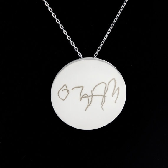 Medium Size Personalisierte Silberketten Aus Den Handschriften Ihrer Kinder, Perfektes Geschenk, Personalisierte Halskette von TasarimTakarim