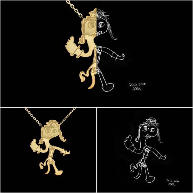 Personalisierte Halsketten Nach Den Zeichnungen Ihrer Kinder, Nach Maß Gefertigter Kinderschmuck & Einzigartige Geschenke Aus Der Kunst Geschenk Zum von TasarimTakarim