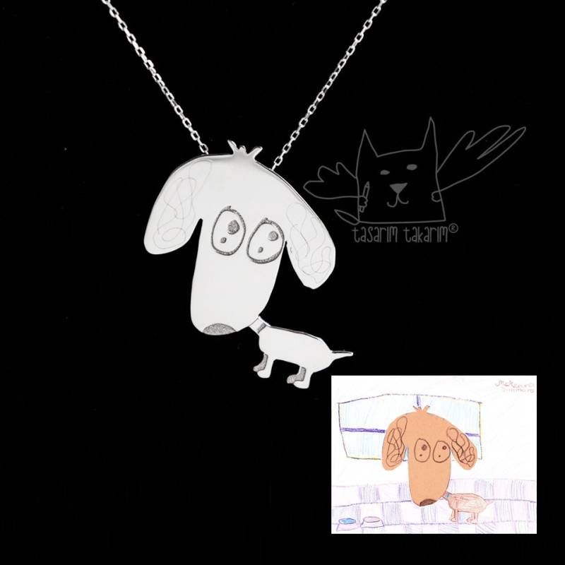 Personalisierte Halsketten Von Ihren Kinderzeichnungen, Kinderschmuck Nach Maß & Einzigartige Geschenke Der Kunst Kindern von TasarimTakarim