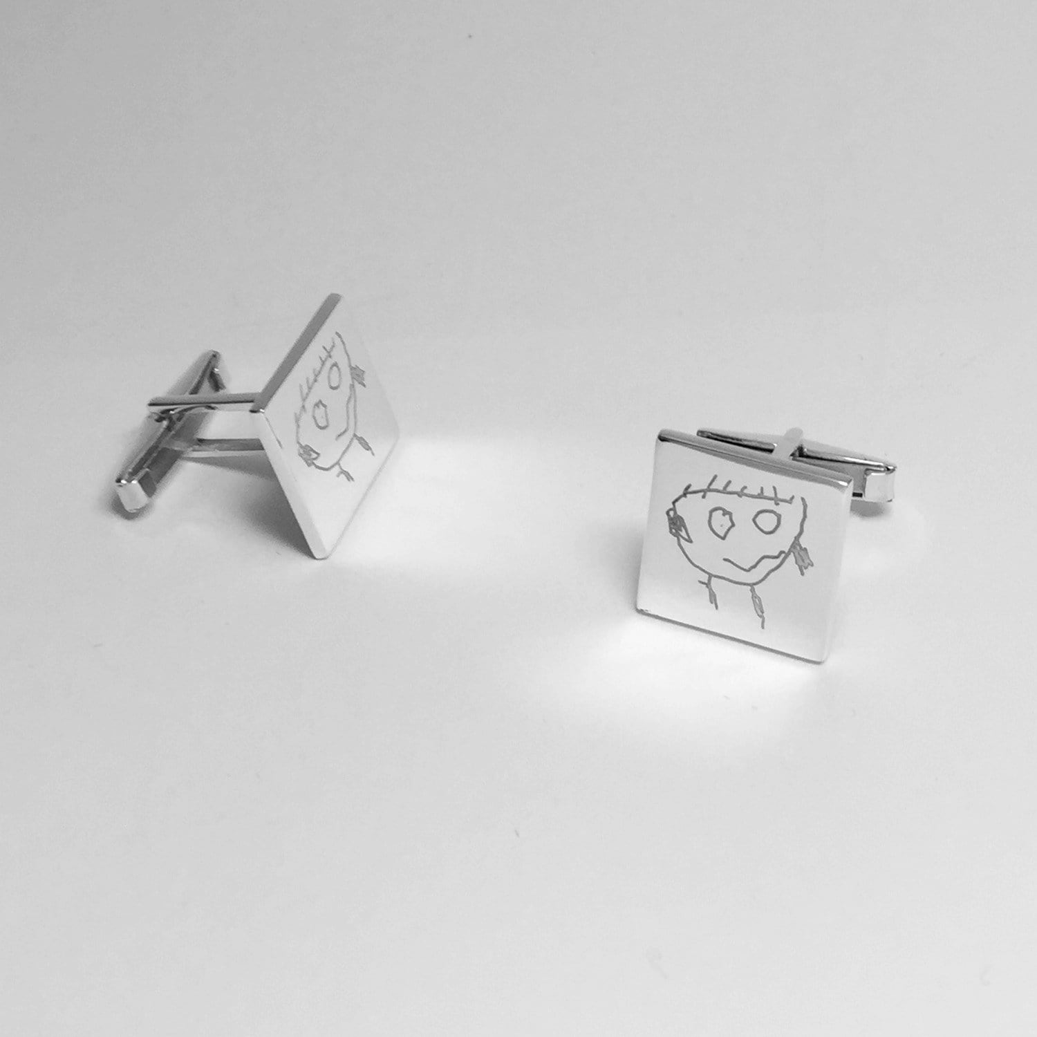 Personalisierte Silber Manschettenknöpfe Von Den Zeichnungen Ihres Kindes, Geschenk Für Ihn von TasarimTakarim